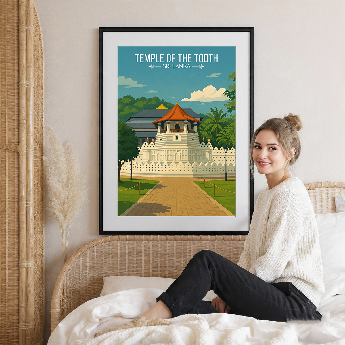Temple of the Tooth - Sri Lanka - Travel Poster Print Modern Style Wall Art