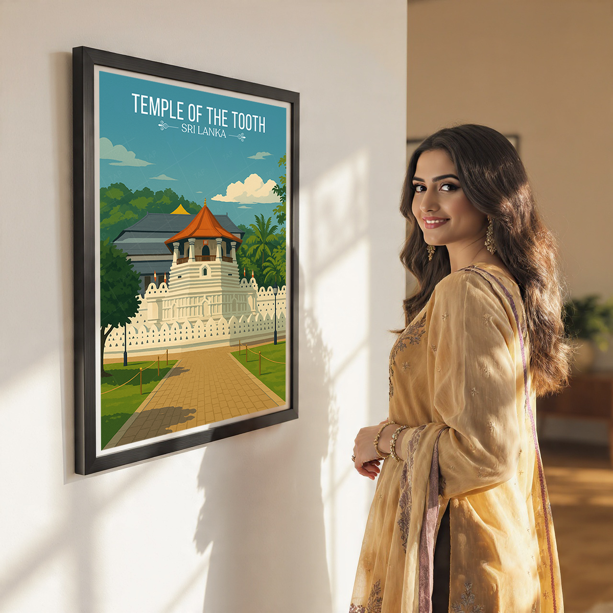 Temple of the Tooth - Sri Lanka - Travel Poster Print Modern Style Wall Art