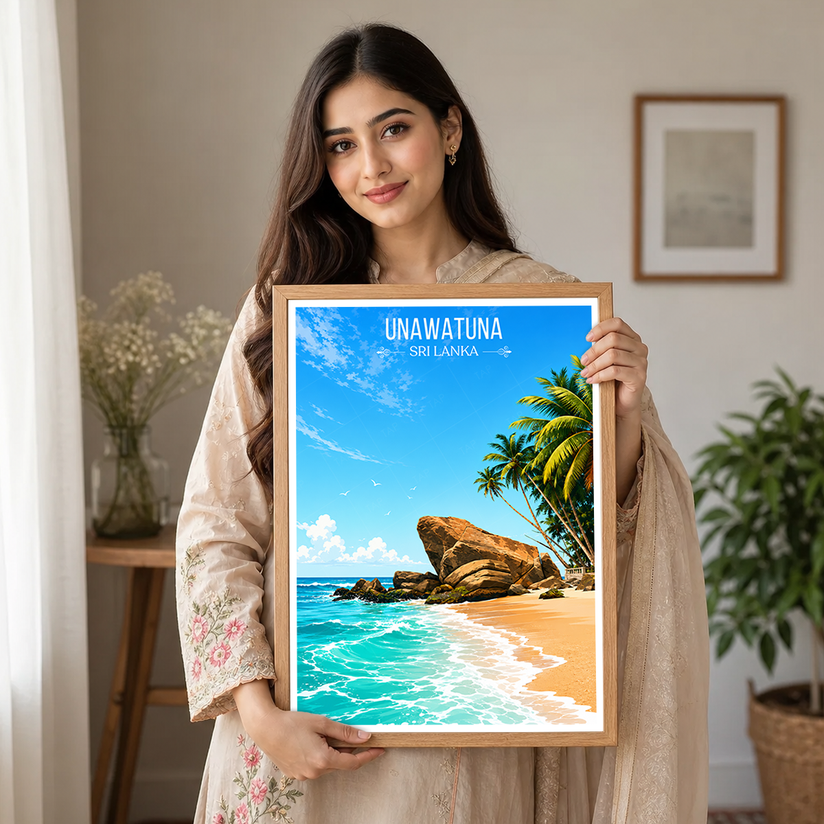 Unawatuna - Sri Lanka - Travel Poster Print Modern Style Wall Art