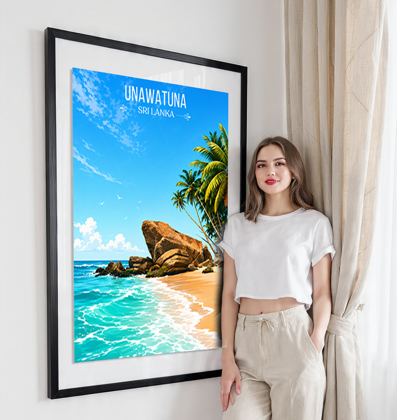 Unawatuna - Sri Lanka - Travel Poster Print Modern Style Wall Art