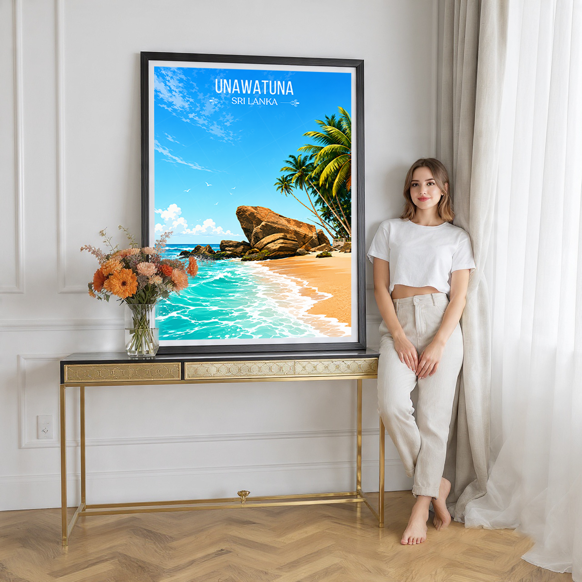 Unawatuna - Sri Lanka - Travel Poster Print Modern Style Wall Art