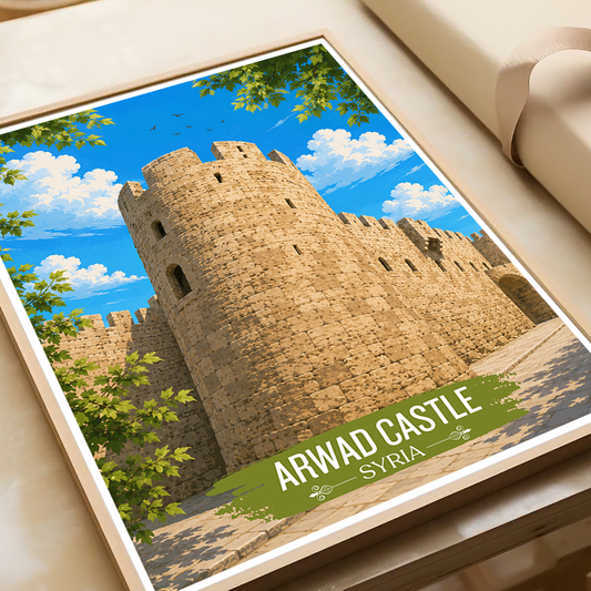 Arwad Castle - Syria - Travel Poster Print Modern Style Wall Art - Art Print - Travel Art Poster
