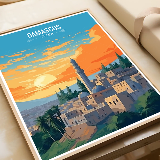 Damascus - Syria - Travel Poster Print Modern Style Wall Art - Art Print - Travel Art Poster