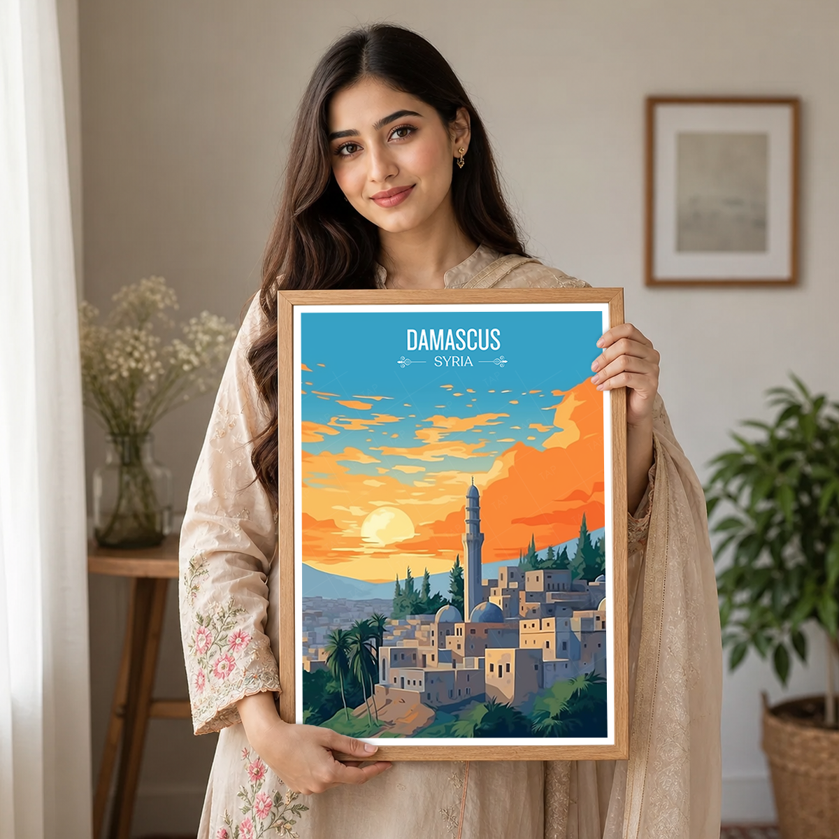 Damascus - Syria - Travel Poster Print Modern Style Wall Art
