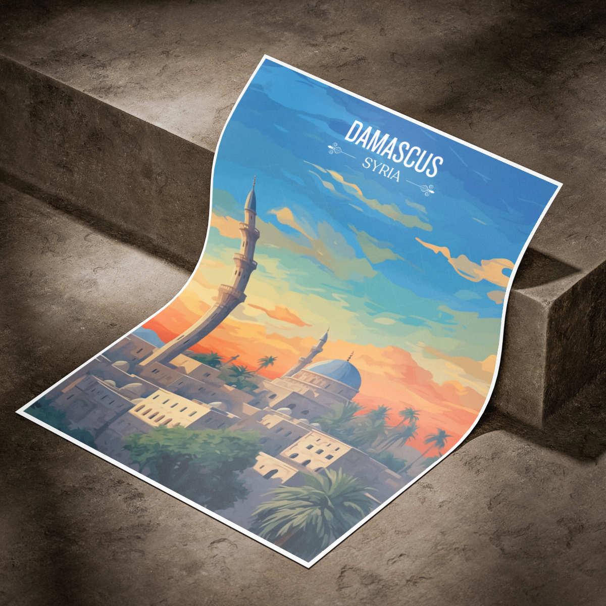 Damascus - Syria - Travel Poster Print Modern Style Wall Art
