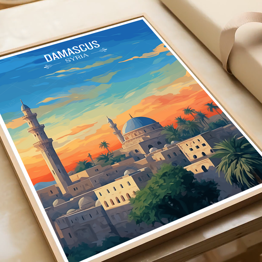 Damascus - Syria - Travel Poster Print Modern Style Wall Art - Art Print - Travel Art Poster