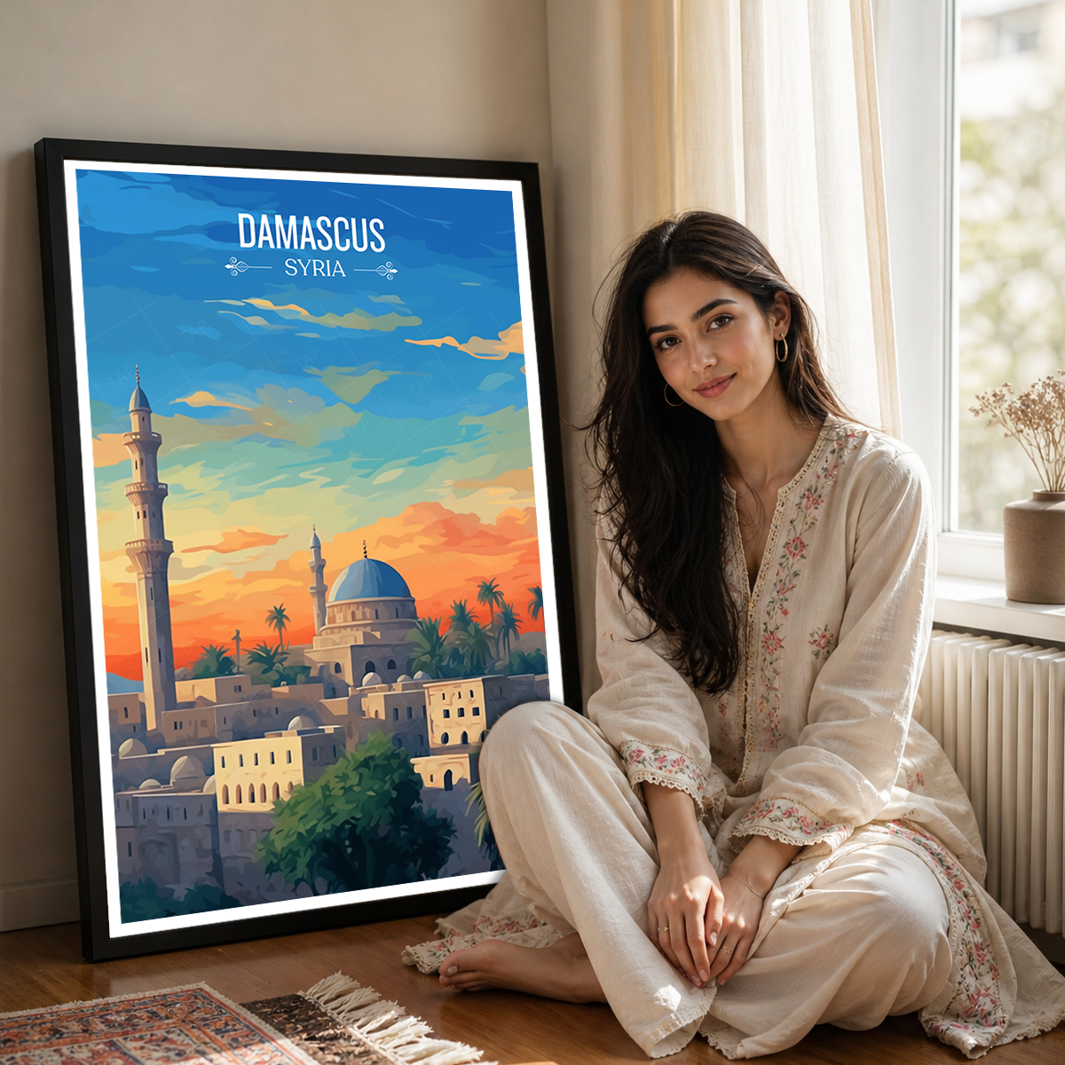 Damascus - Syria - Travel Poster Print Modern Style Wall Art