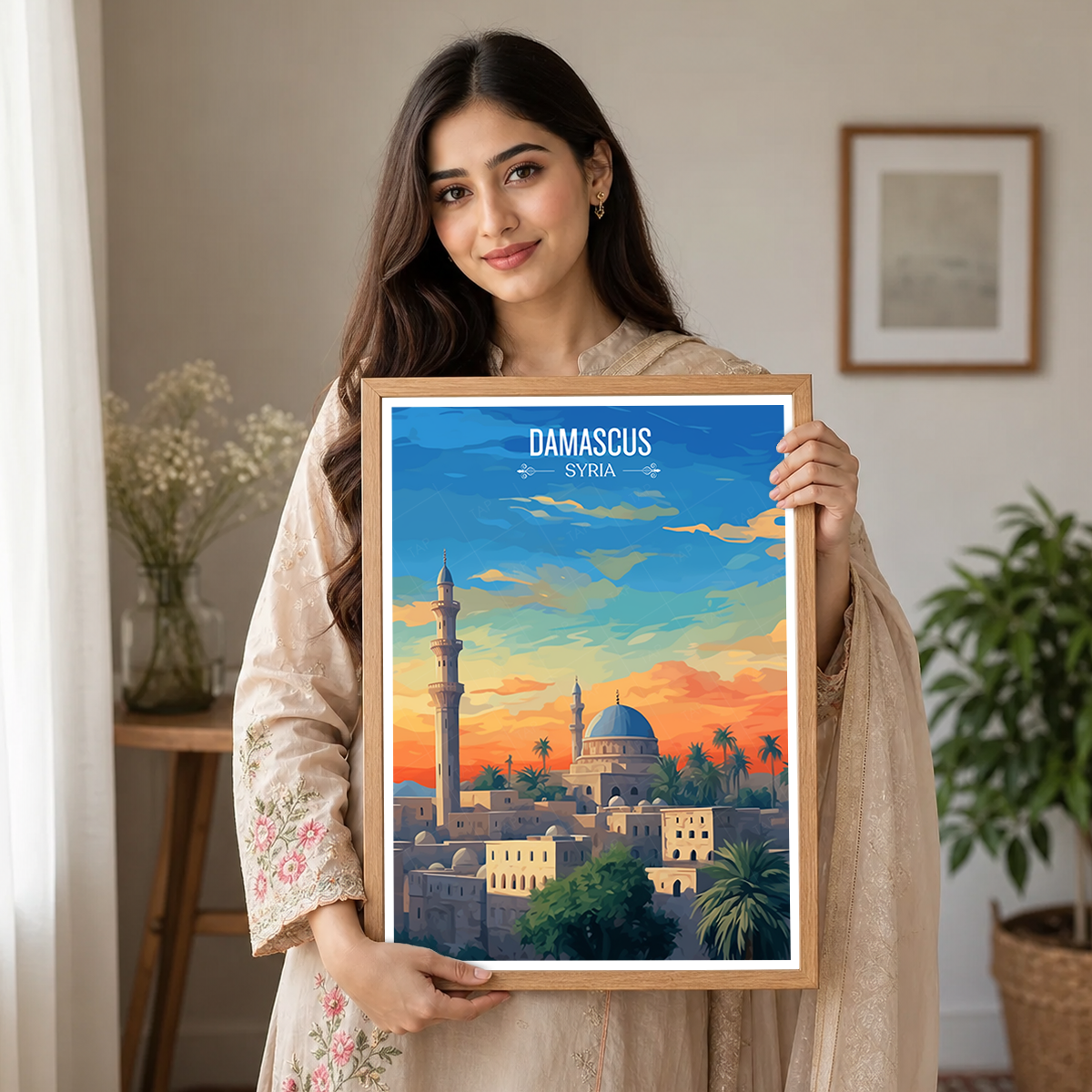 Damascus - Syria - Travel Poster Print Modern Style Wall Art