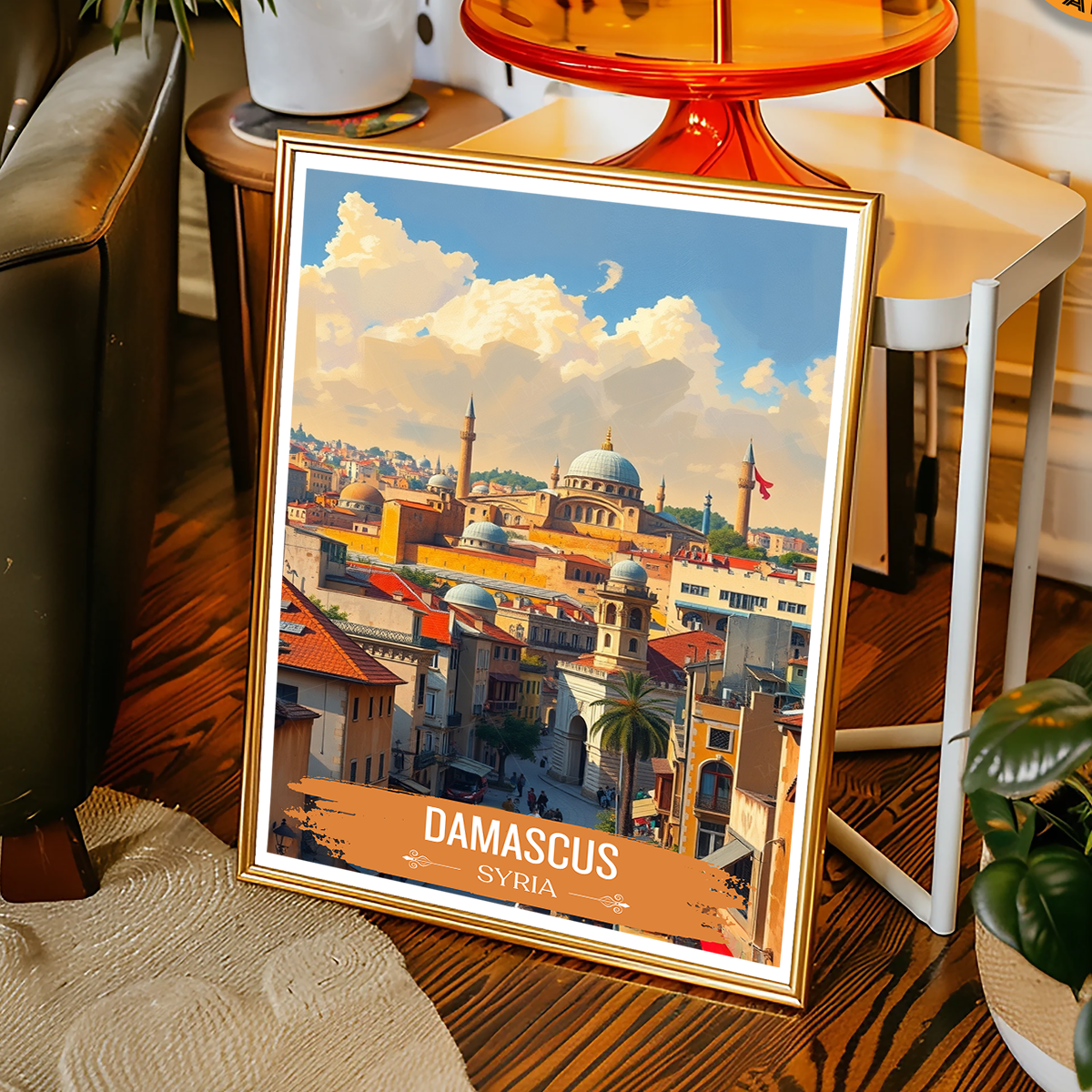 Damascus - Syria - Travel Poster Print Modern Style Wall Art