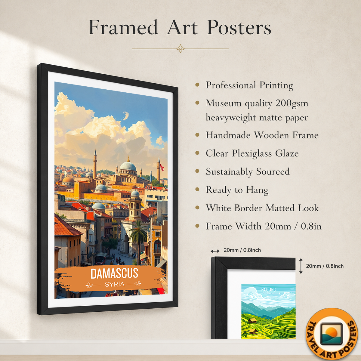 Damascus - Syria - Travel Poster Print Modern Style Wall Art