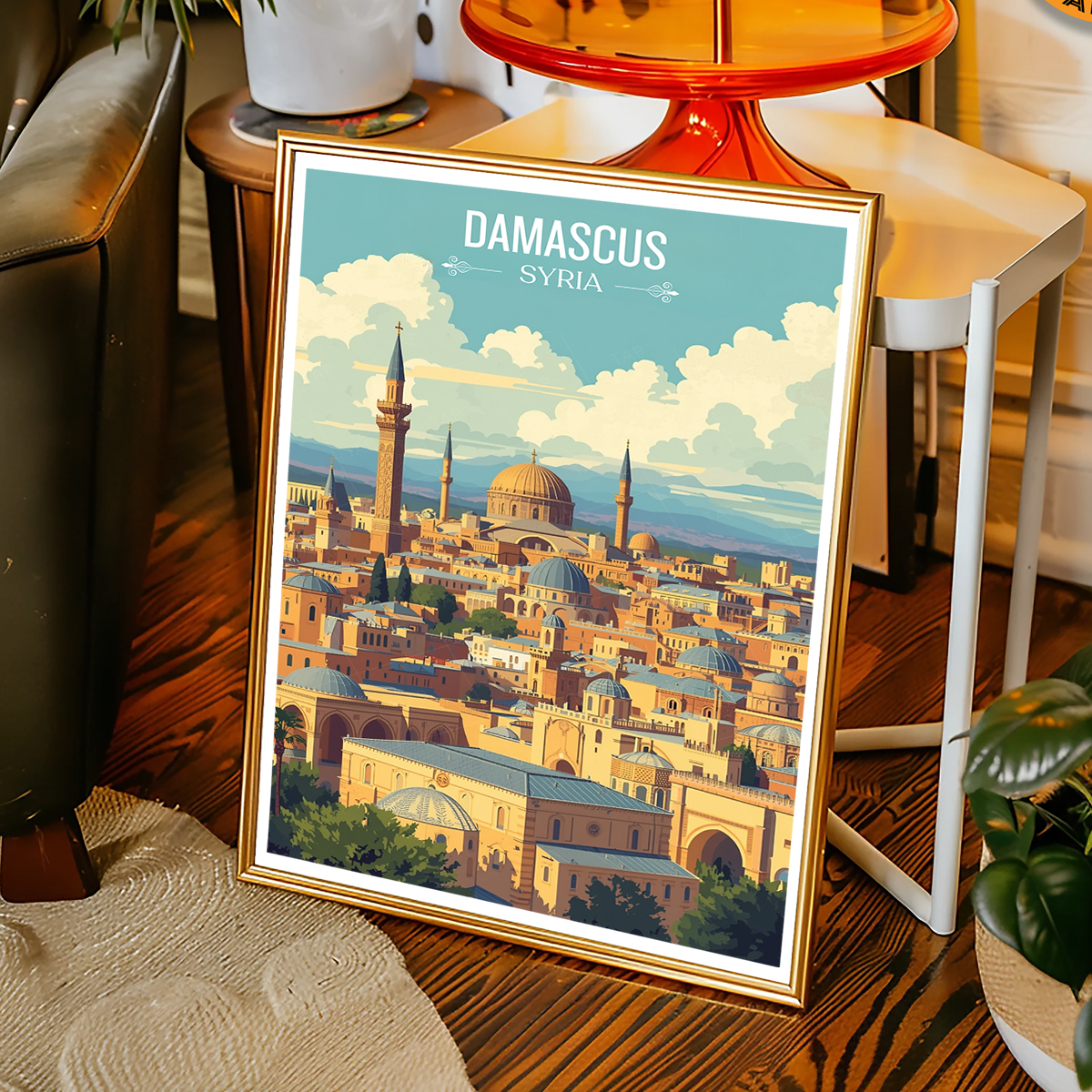 Damascus - Syria - Travel Poster Print Modern Style Wall Art