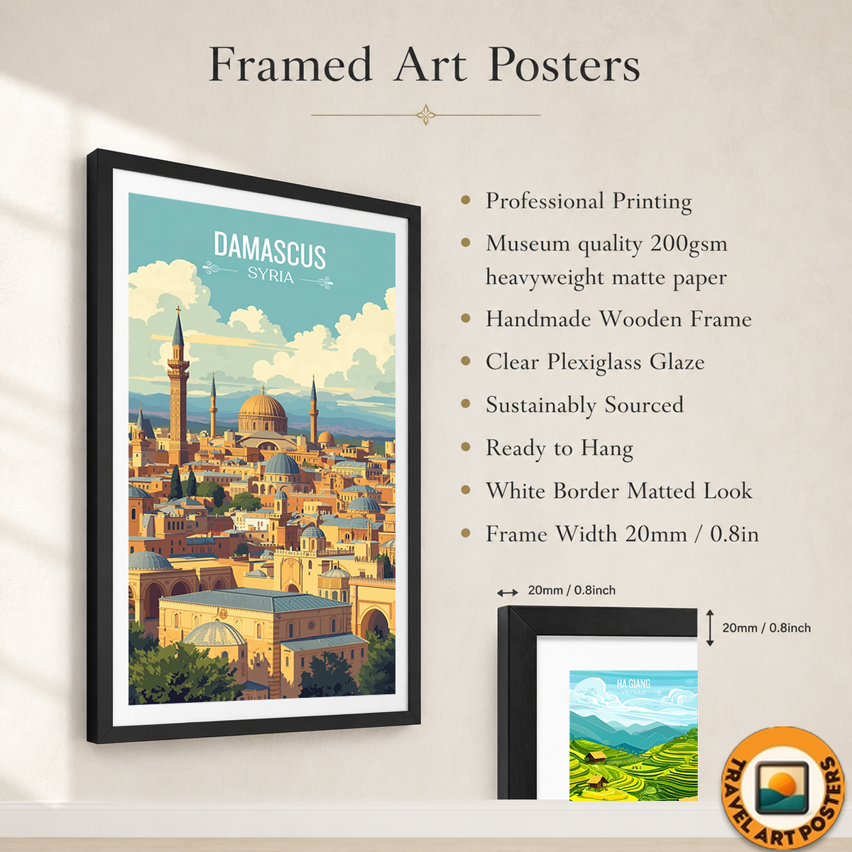 Damascus - Syria - Travel Poster Print Modern Style Wall Art