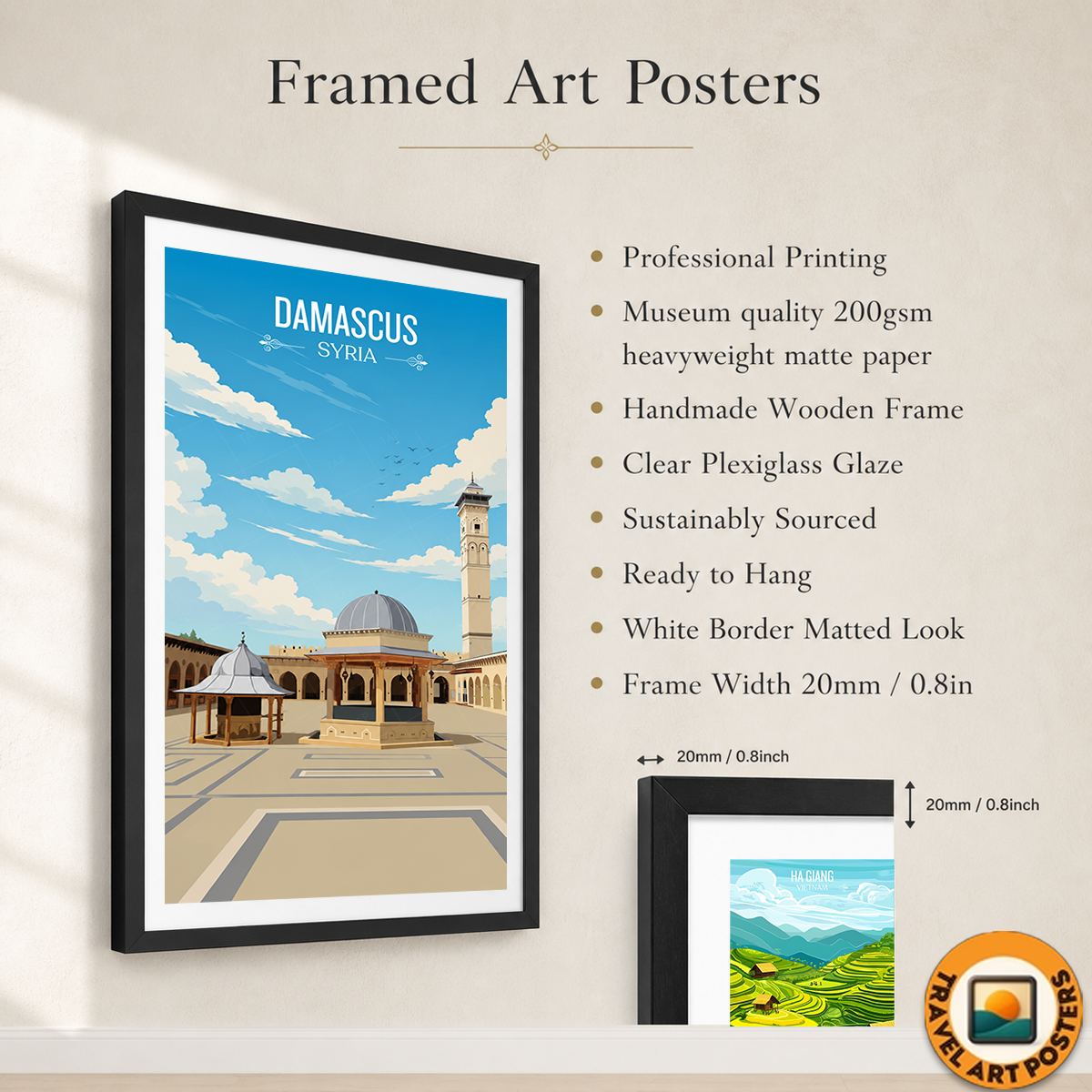 Damascus - Syria - Travel Poster Print Modern Style Wall Art