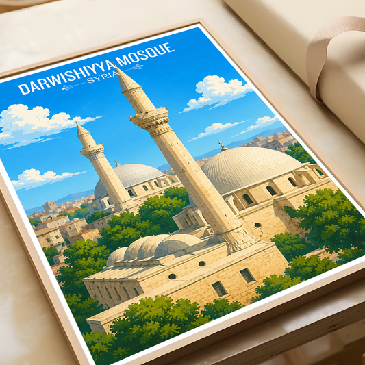 Darwishiyya Mosque - Syria - Travel Poster Print Modern Style Wall Art - Art Print - Travel Art Poster