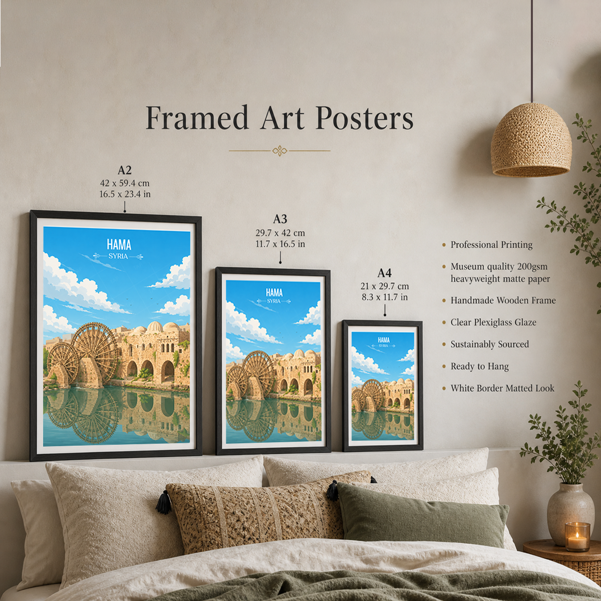 Hama - Syria - Travel Poster Print Modern Style Wall Art