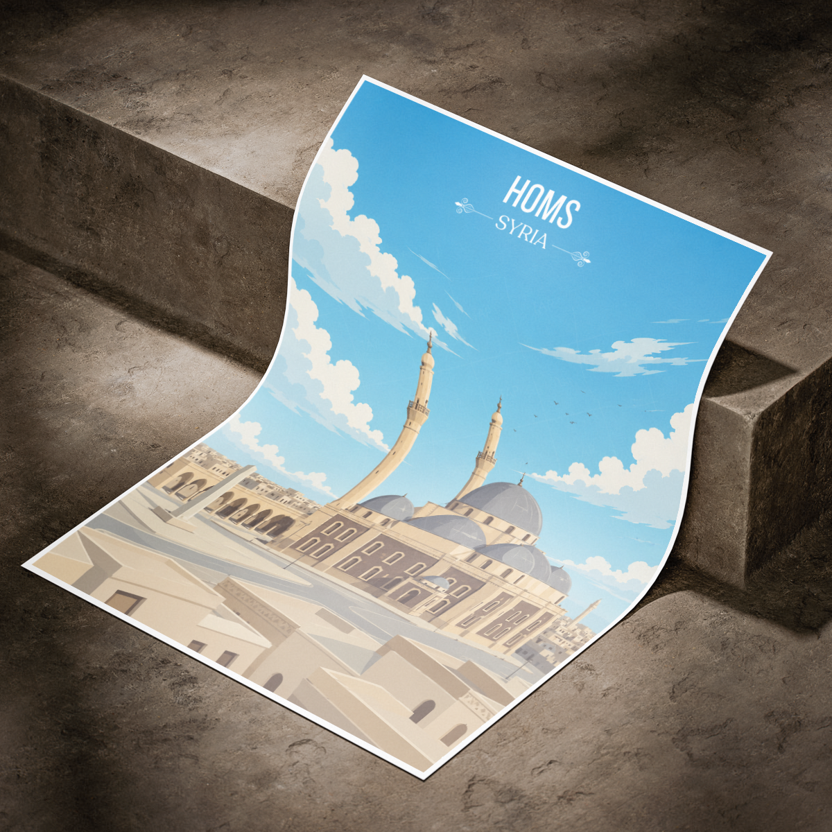 Homs - Syria - Travel Poster Print Modern Style Wall Art