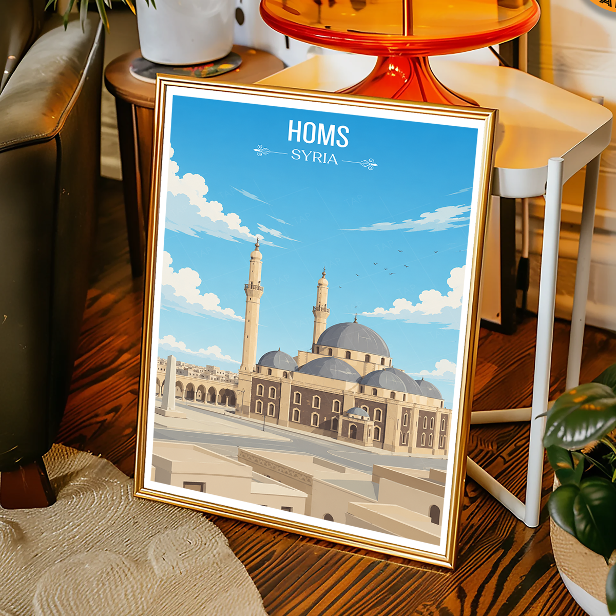 Homs - Syria - Travel Poster Print Modern Style Wall Art
