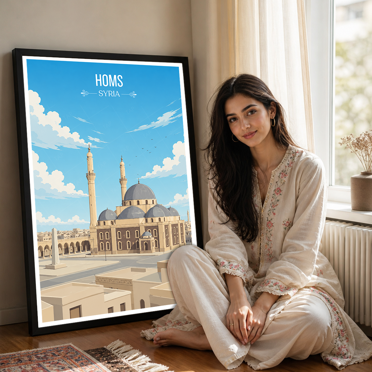 Homs - Syria - Travel Poster Print Modern Style Wall Art