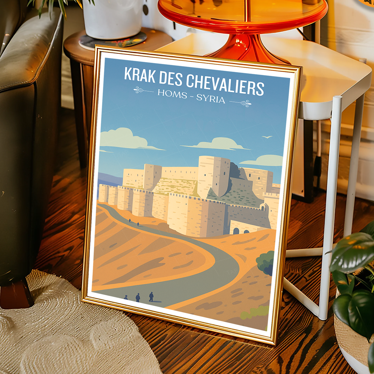 Krak des Chevaliers - Syria - Travel Poster Print Modern Style Wall Art