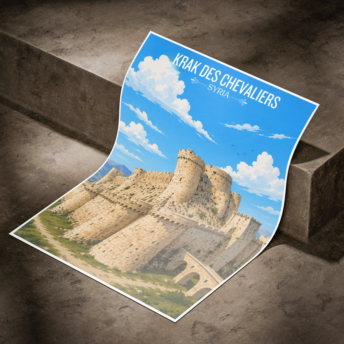 Krak des Chevaliers - Syria - Travel Poster Print Modern Style Wall Art