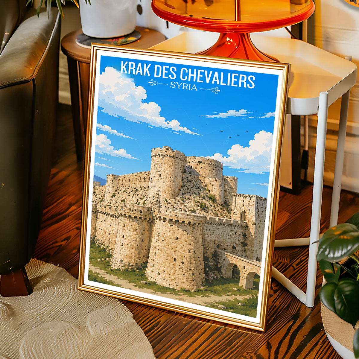 Krak des Chevaliers - Syria - Travel Poster Print Modern Style Wall Art