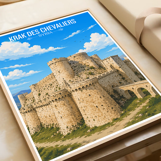 Krak des Chevaliers - Syria - Travel Poster Print Modern Style Wall Art - Art Print - Travel Art Poster
