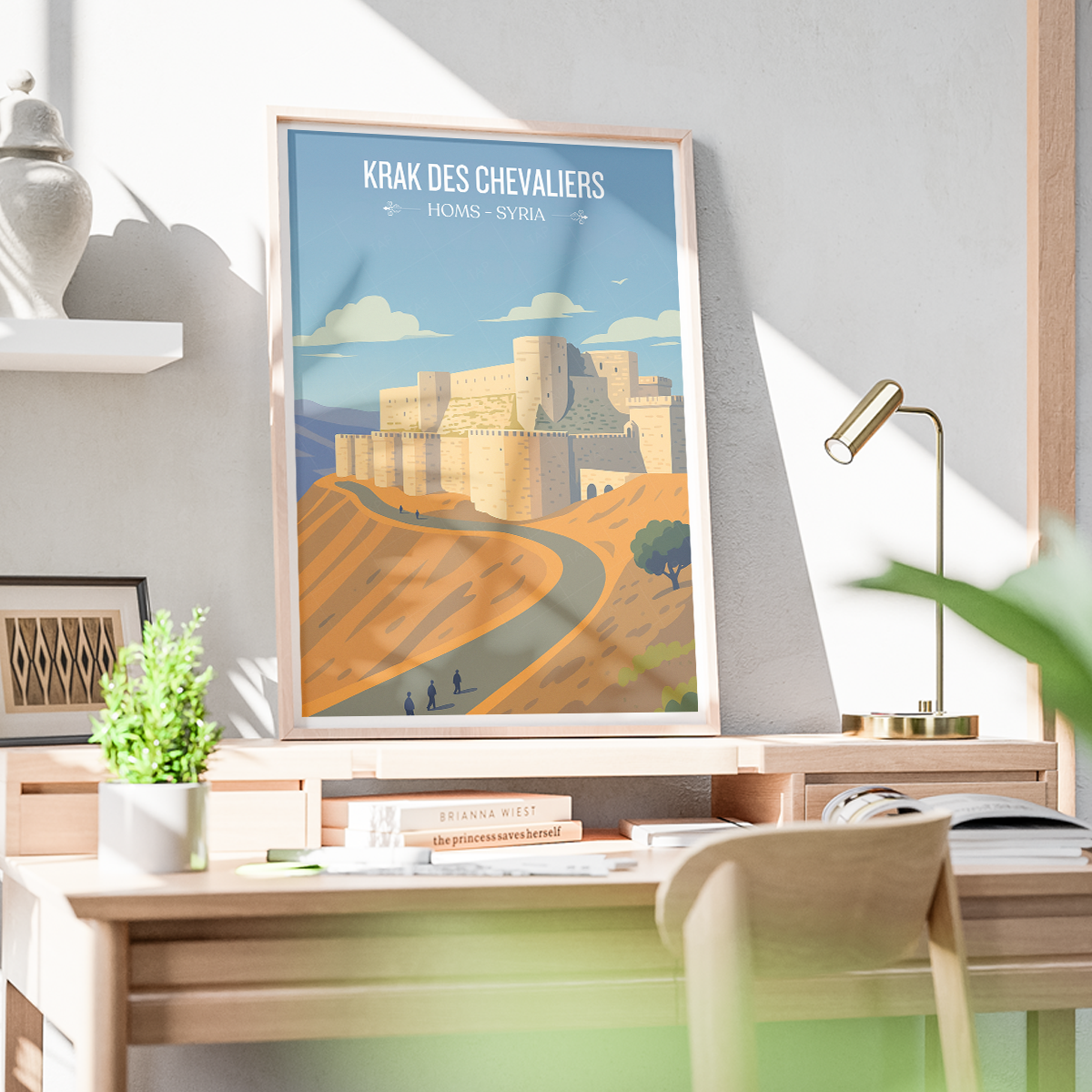 Krak des Chevaliers - Syria - Travel Poster Print Modern Style Wall Art