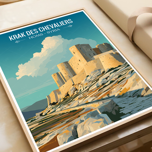 Krak des Chevaliers Theatre - Syria - Travel Poster Print Modern Style Wall Art - Art Print - Travel Art Poster