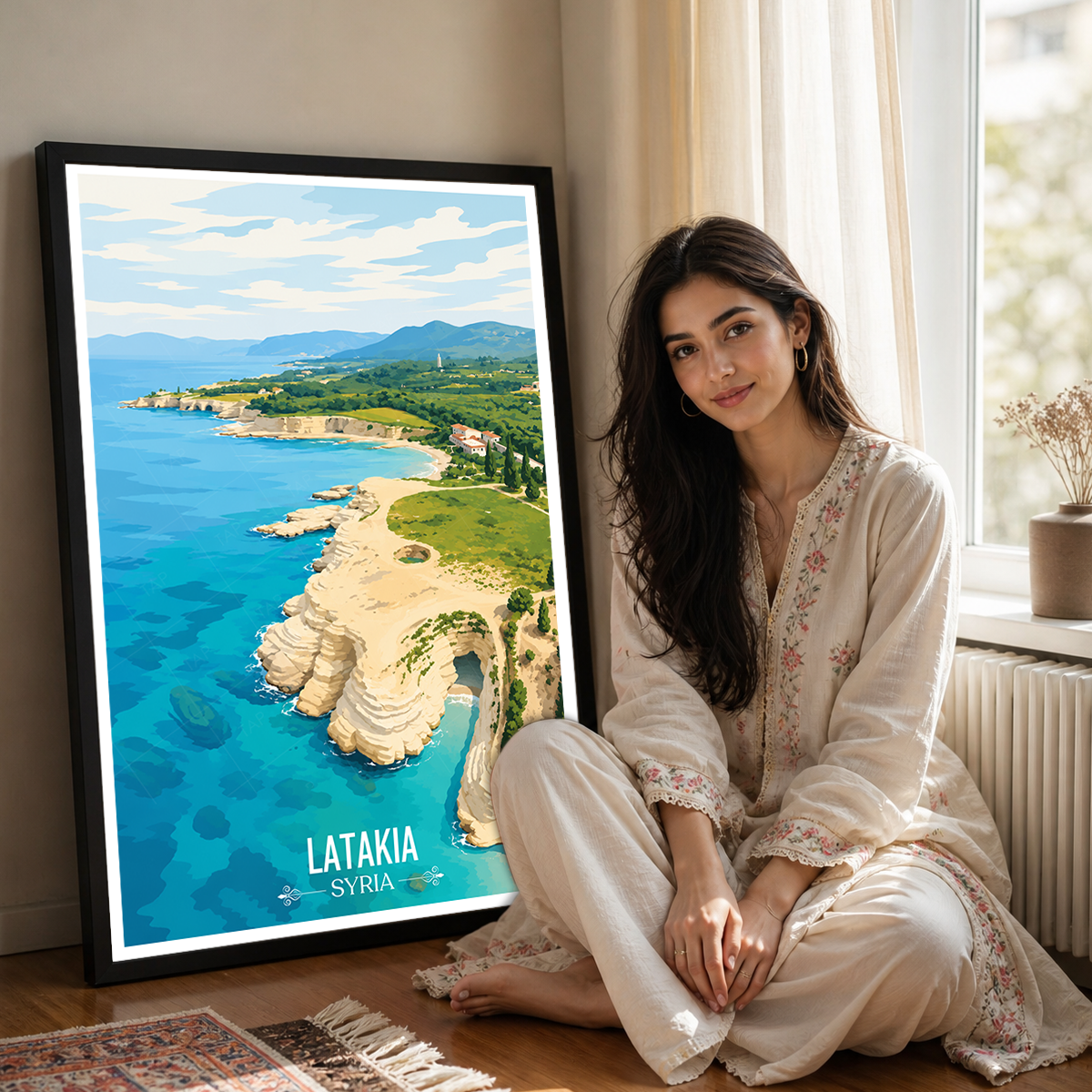 Latakia - Syria - Travel Poster Print Modern Style Wall Art