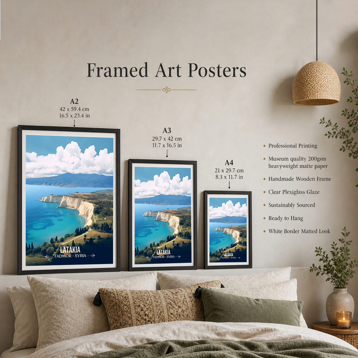 Latakia - Syria - Travel Poster Print Modern Style Wall Art