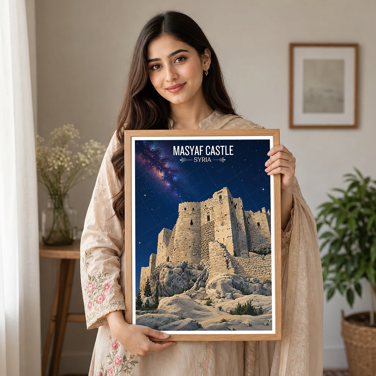 Masyaf Castle - Syria - Travel Poster Print Modern Style Wall Art