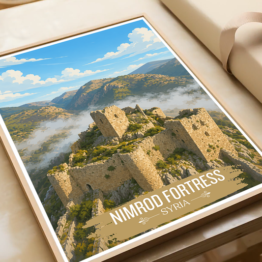 Nimrod Fortress - Syria - Travel Poster Print Modern Style Wall Art - Art Print - Travel Art Poster