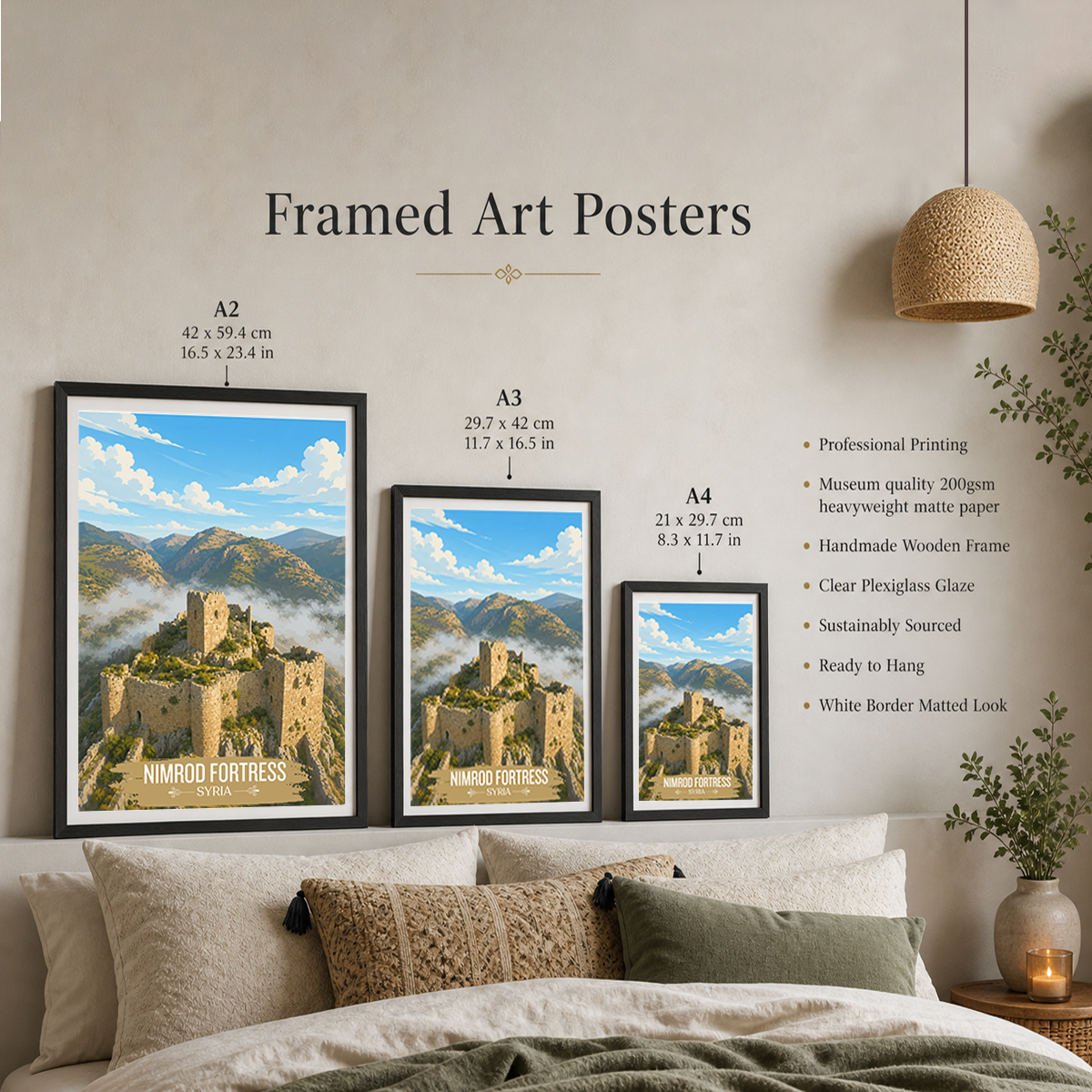 Nimrod Fortress - Syria - Travel Poster Print Modern Style Wall Art