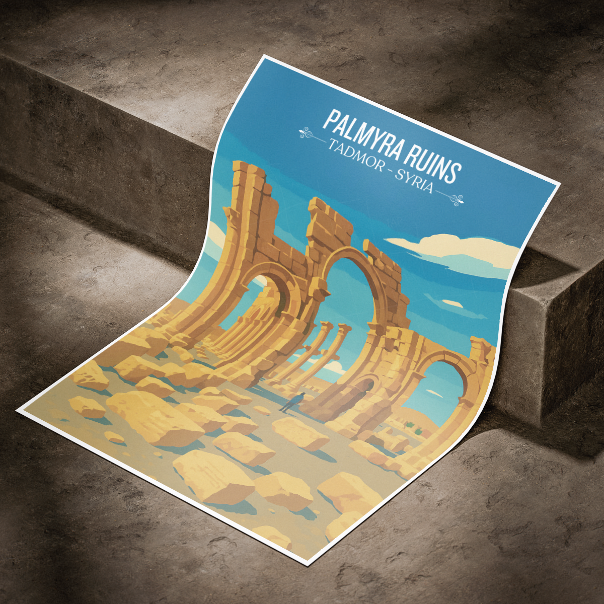 Palmyra Ruins - Syria - Travel Poster Print Modern Style Wall Art