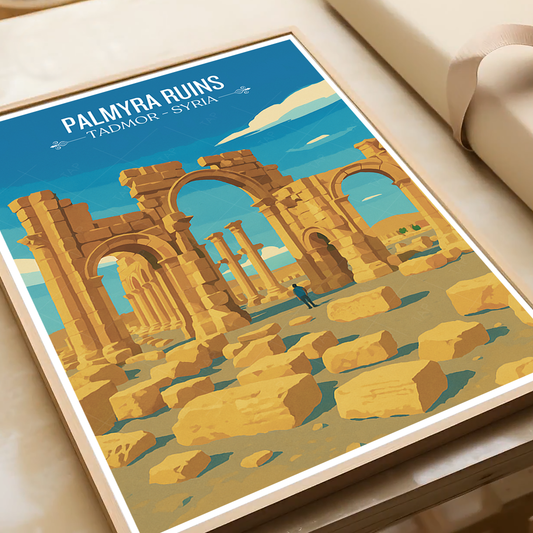 Palmyra Ruins - Syria - Travel Poster Print Modern Style Wall Art - Art Print - Travel Art Poster