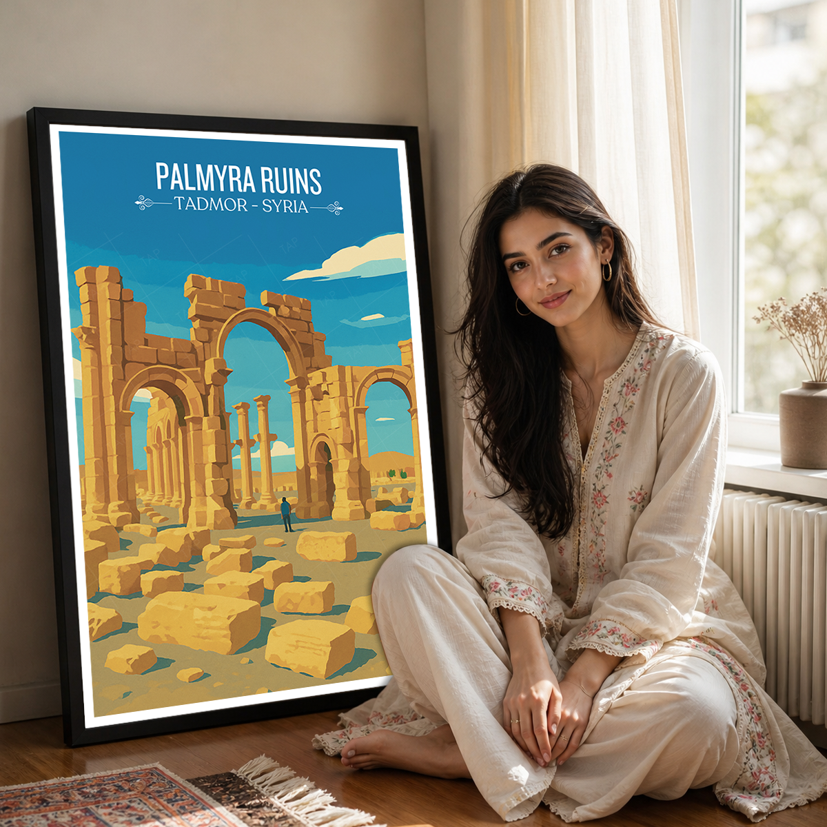 Palmyra Ruins - Syria - Travel Poster Print Modern Style Wall Art