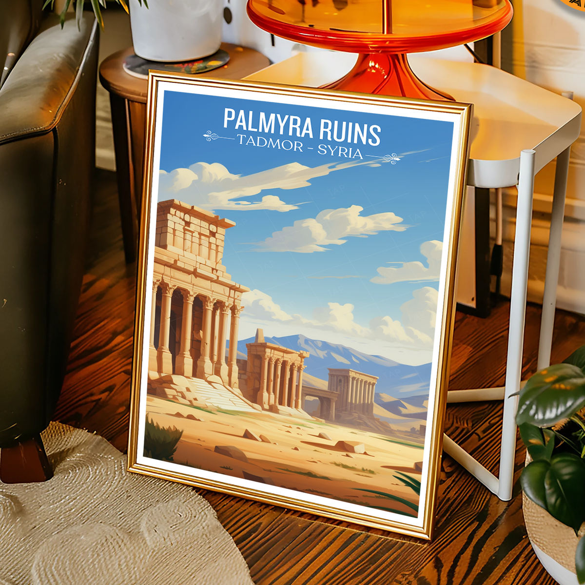 Palmyra Ruins - Syria - Travel Poster Print Modern Style Wall Art