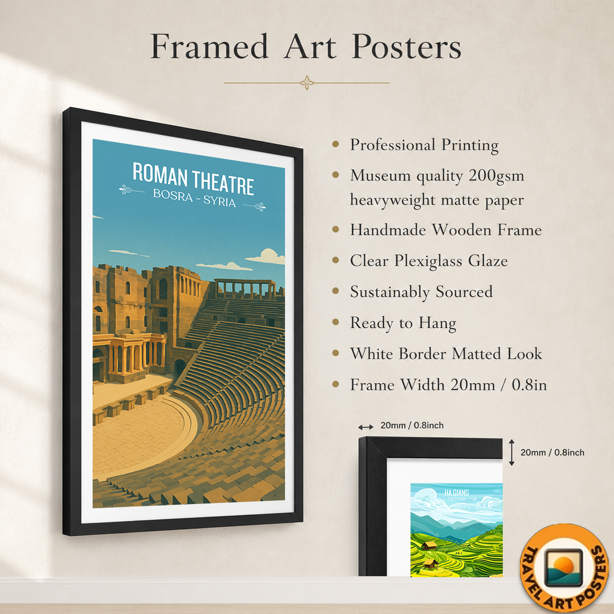 Roman Theatre - Syria - Travel Poster Print Modern Style Wall Art