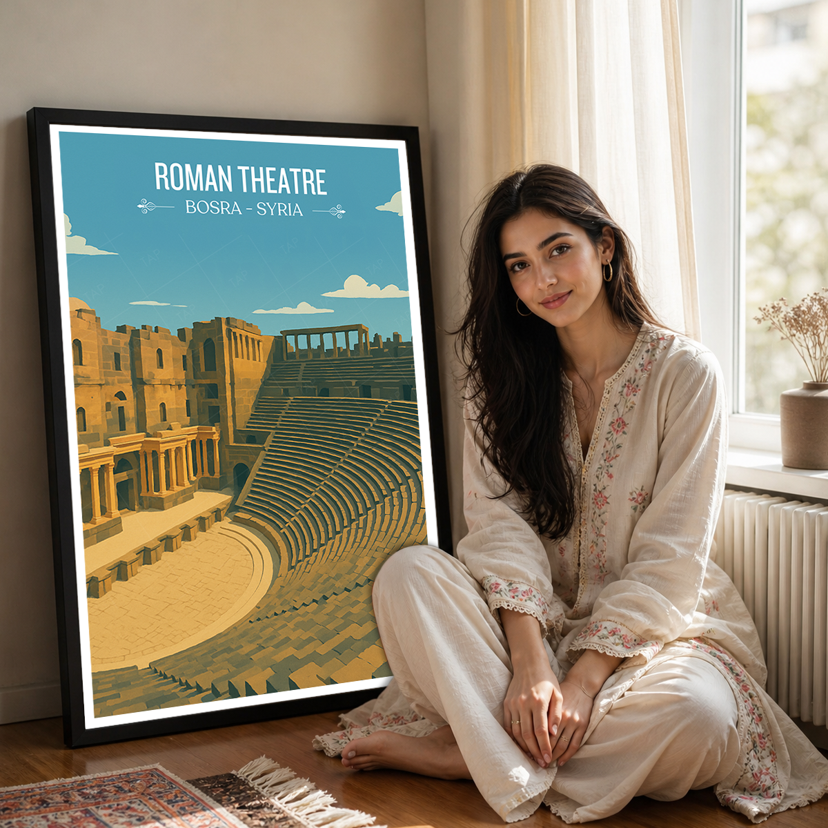 Roman Theatre - Syria - Travel Poster Print Modern Style Wall Art