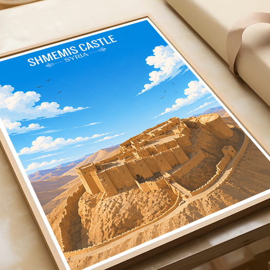 Shmemis Castle - Syria - Travel Poster Print Modern Style Wall Art - Art Print - Travel Art Poster