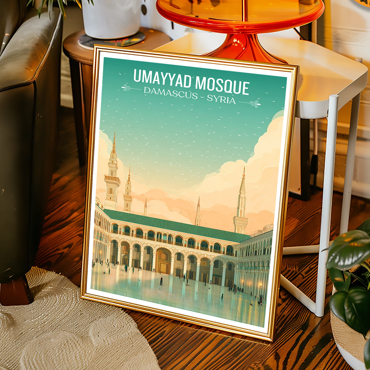 Umayyad Mosque - Syria - Travel Poster Print Modern Style Wall Art