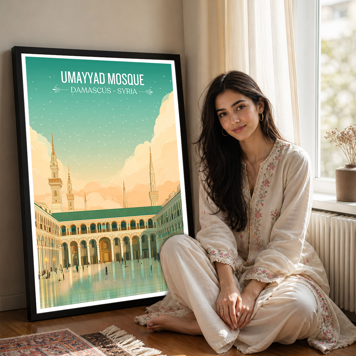 Umayyad Mosque - Syria - Travel Poster Print Modern Style Wall Art