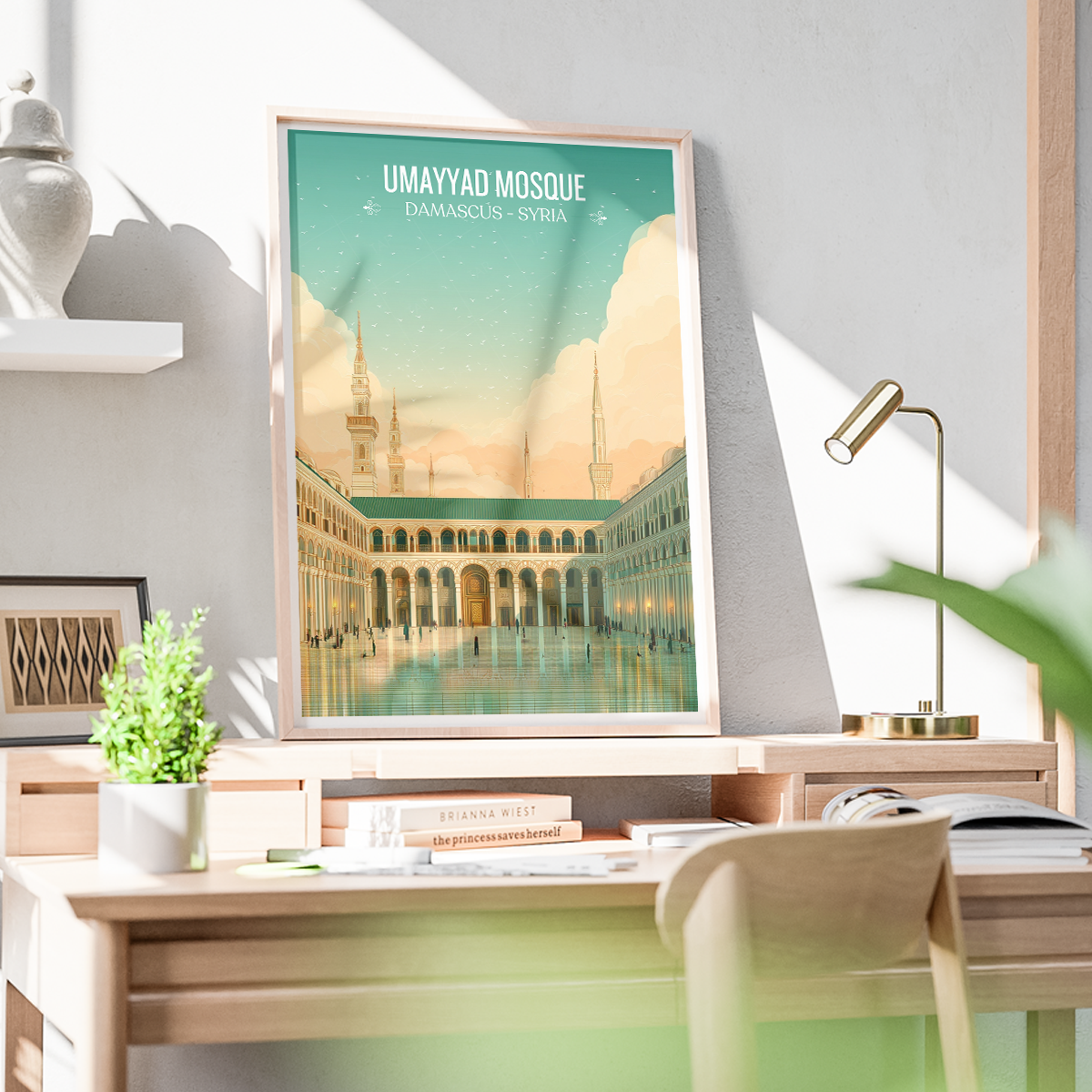 Umayyad Mosque - Syria - Travel Poster Print Modern Style Wall Art