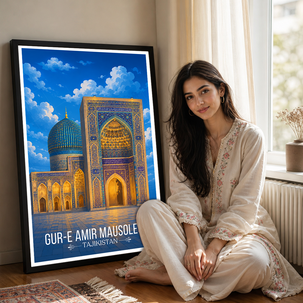 Gur-e-Amir Masuoleum - Tajikistan - Travel Poster Print Modern Style Wall Art