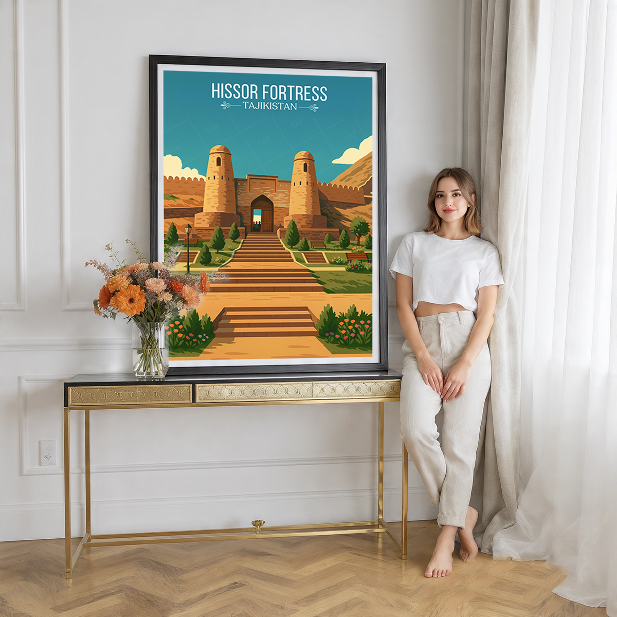 Hissor Fortress - Tajikistan - Travel Poster Print Modern Style Wall Art