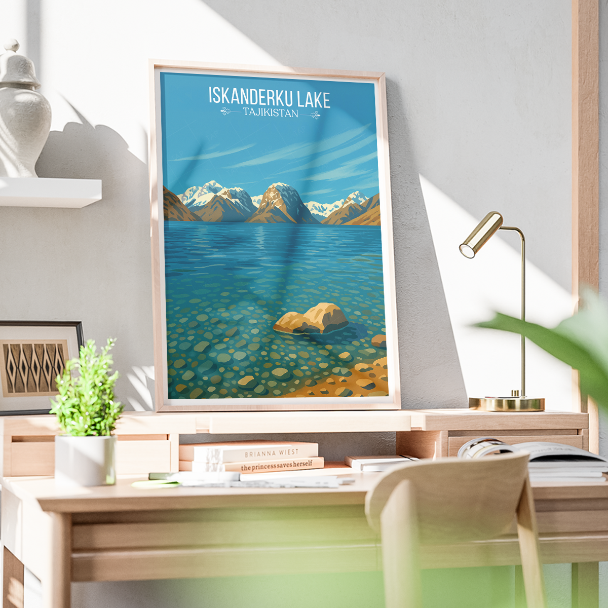 Iskanderku Lake - Tajikistan - Travel Poster Print Modern Style Wall Art