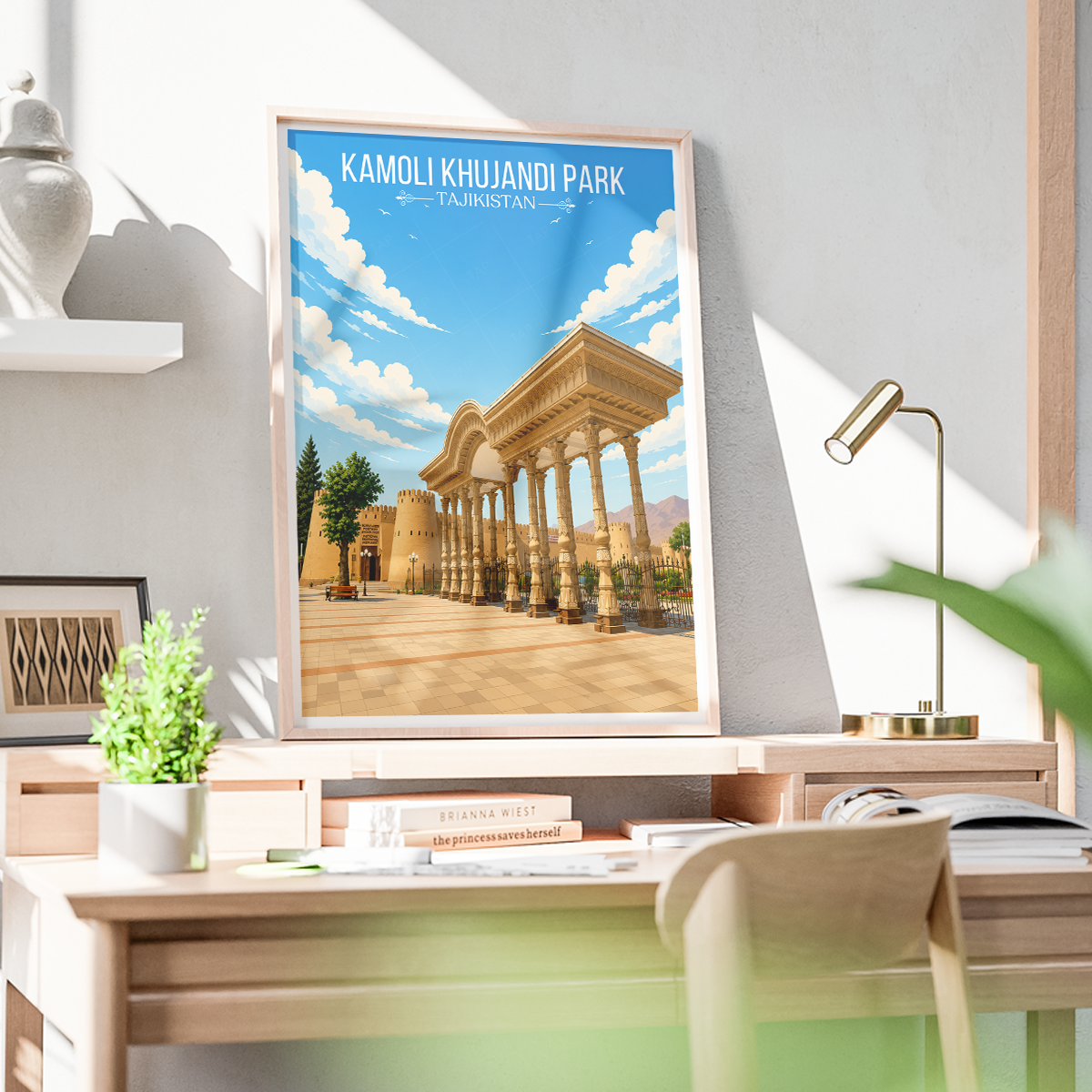 Kamoli Khujandi Park - Tajikistan - Travel Poster Print Modern Style Wall Art