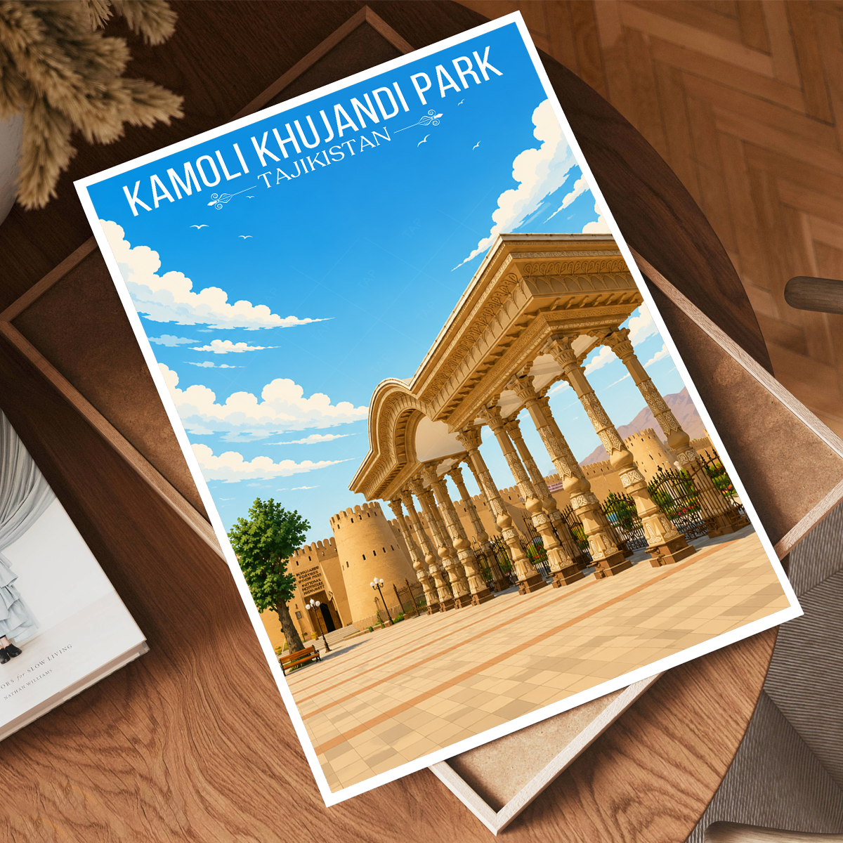 Kamoli Khujandi Park - Tajikistan - Travel Poster Print Modern Style Wall Art