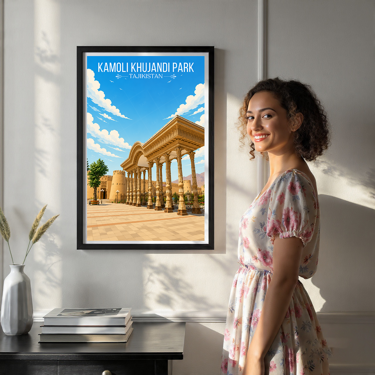 Kamoli Khujandi Park - Tajikistan - Travel Poster Print Modern Style Wall Art