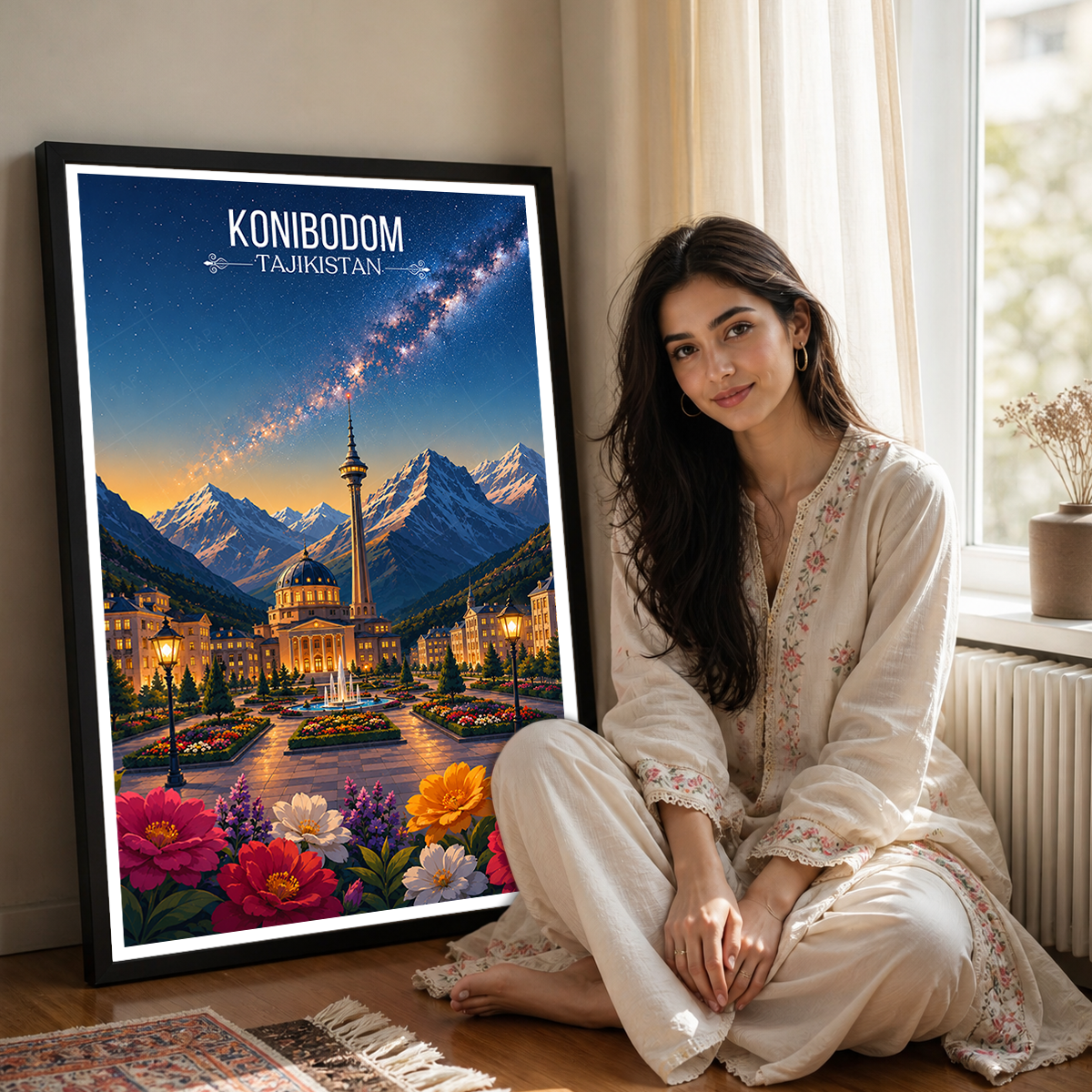 Konibodom - Tajikistan - Travel Poster Print Modern Style Wall Art